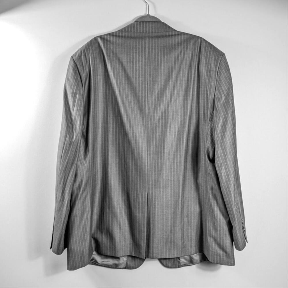 Jos A Bank Signature Mens 54L Gray Pinstripe Blazer Wool Silk Blend Sport Coat - Picture 2 of 6